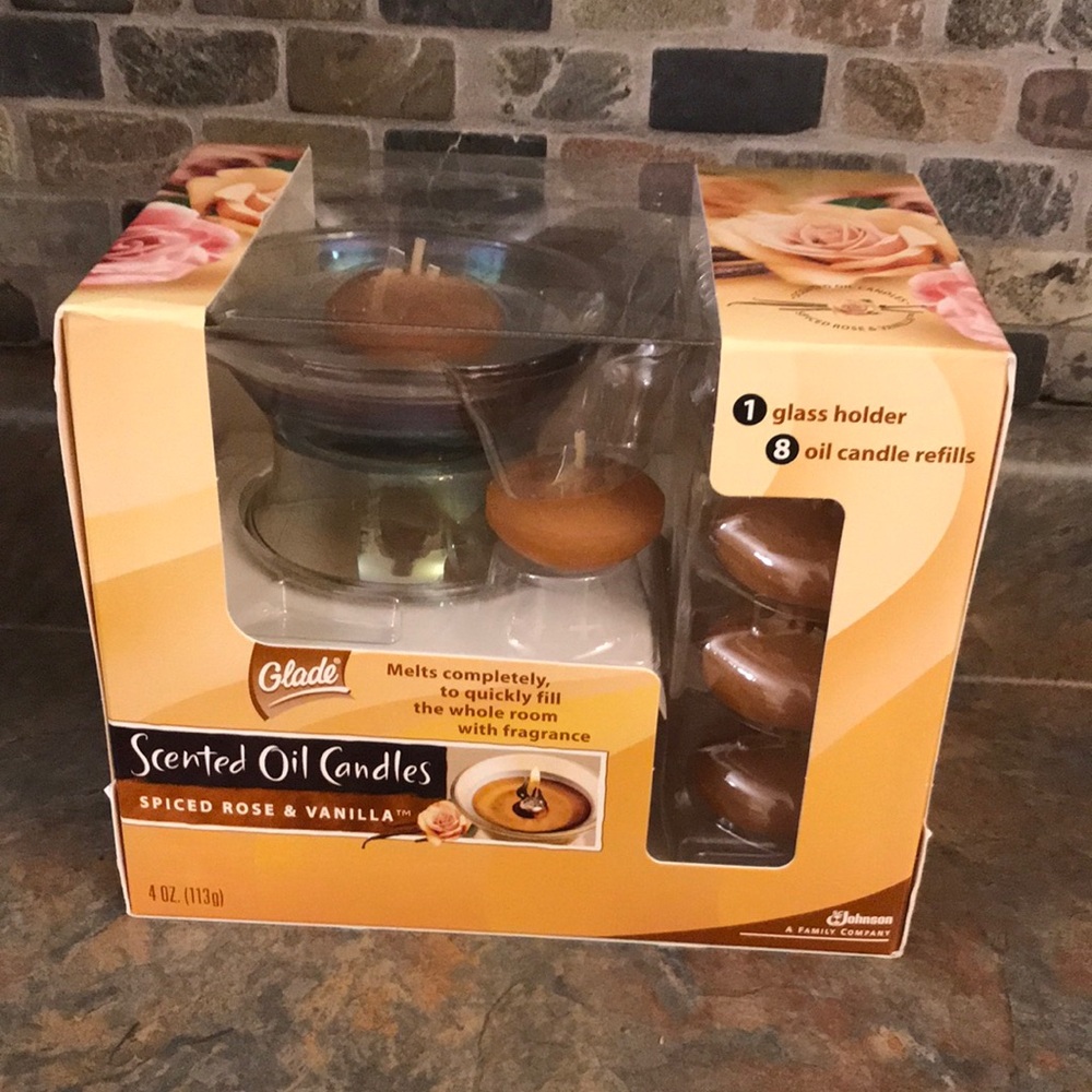 Glade Spiced Rose & Vanilla Scented Oil Candle Set